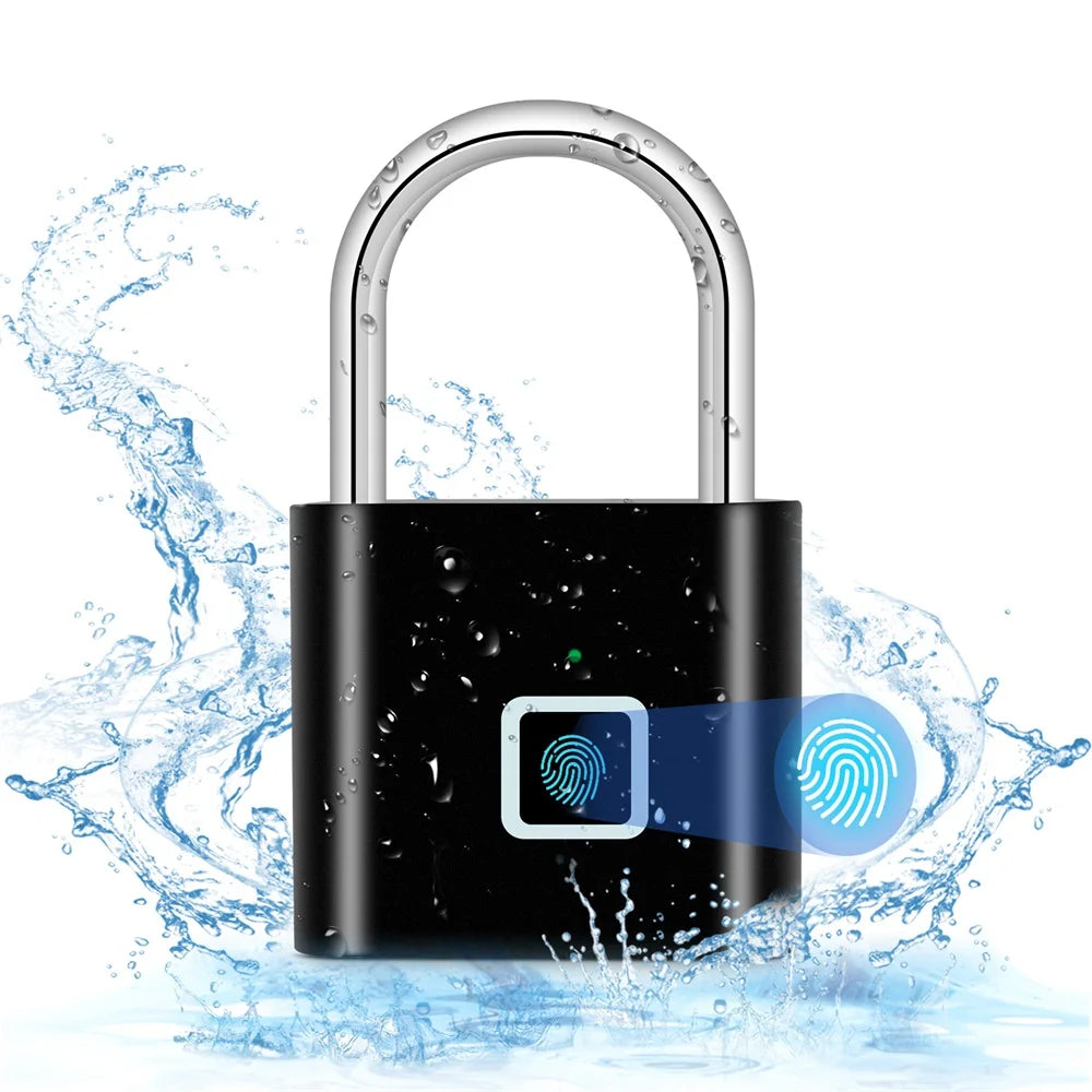 KERUI Keyless USB Charging Fingerprint Lock Smart Padlock Waterproof 0.2s Unlock Portable Anti-theft Electronic DoorLock Zinc